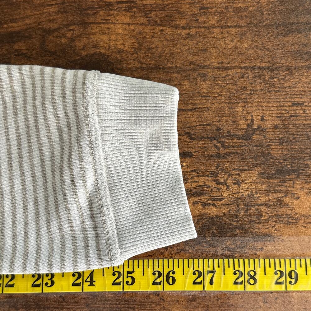 COS Crewneck Pullover 100 Cotton Sweatshirt Size Large Gray Beige Stripe VGUC - Picture 5 of 9